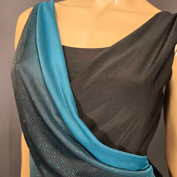 Y2K Sleeveless Glitter Layered Top Fairy grunge Going Out Size M Blue Black - Picture 4 of 10